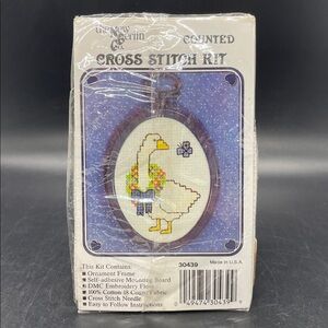 Vintage 80s 90s The New Berlin Counted Cross Stitch Kit Goose Floral Mini Kit
